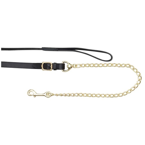 Leather Lead  with 18 inch Solid Brass Chain [COLOUR: BLACK]