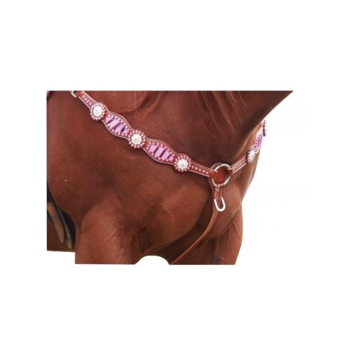 Zebra Western Breastplate - Pink [Size: Full]